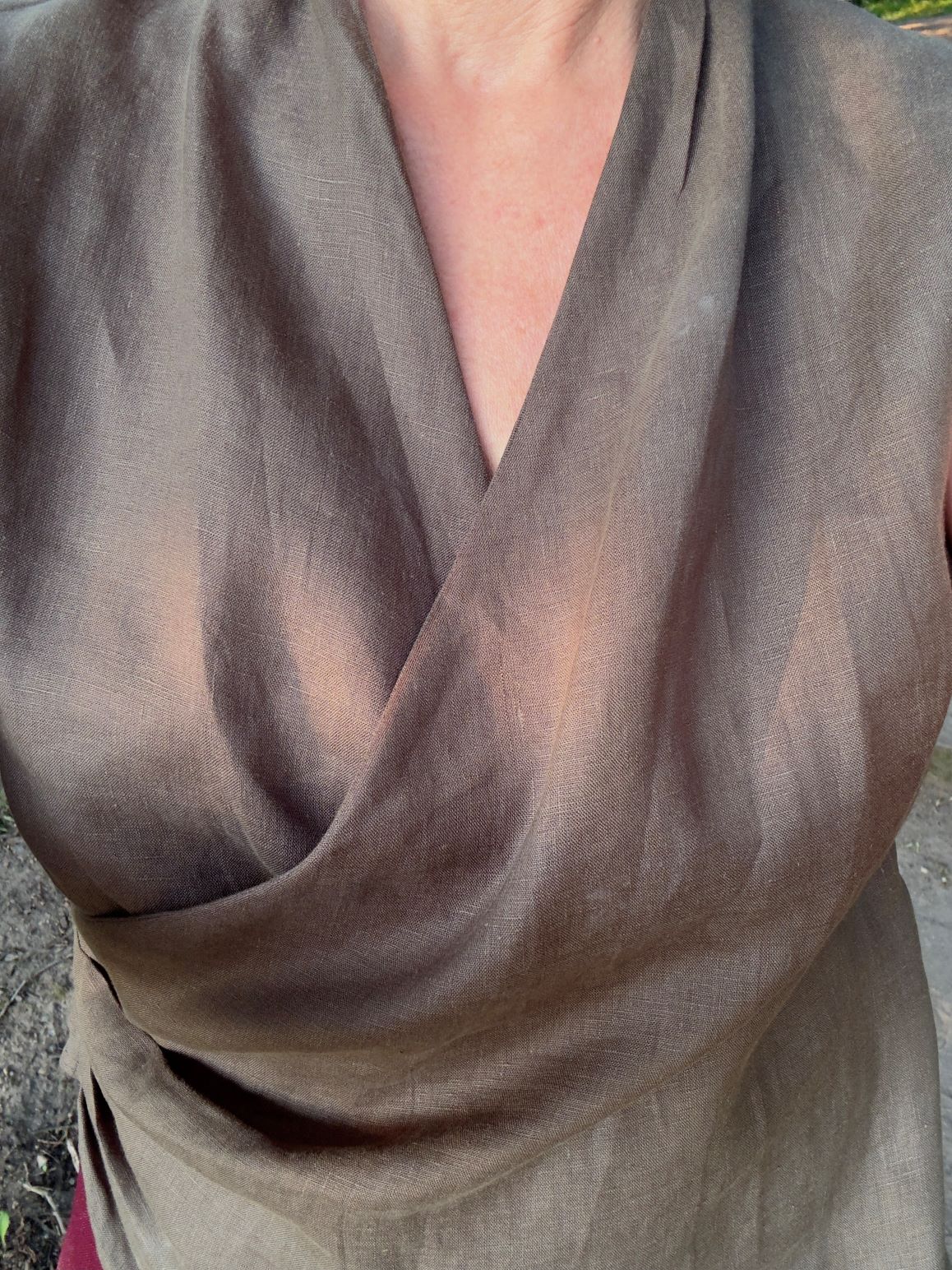 Linen Cross Drape Top