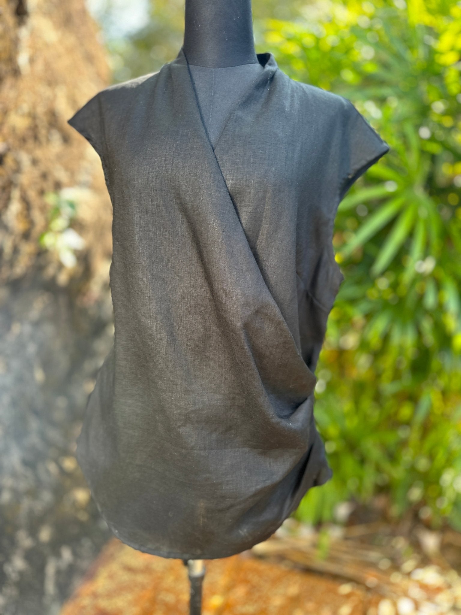 Linen Cross Drape Top - Nomadic Collections